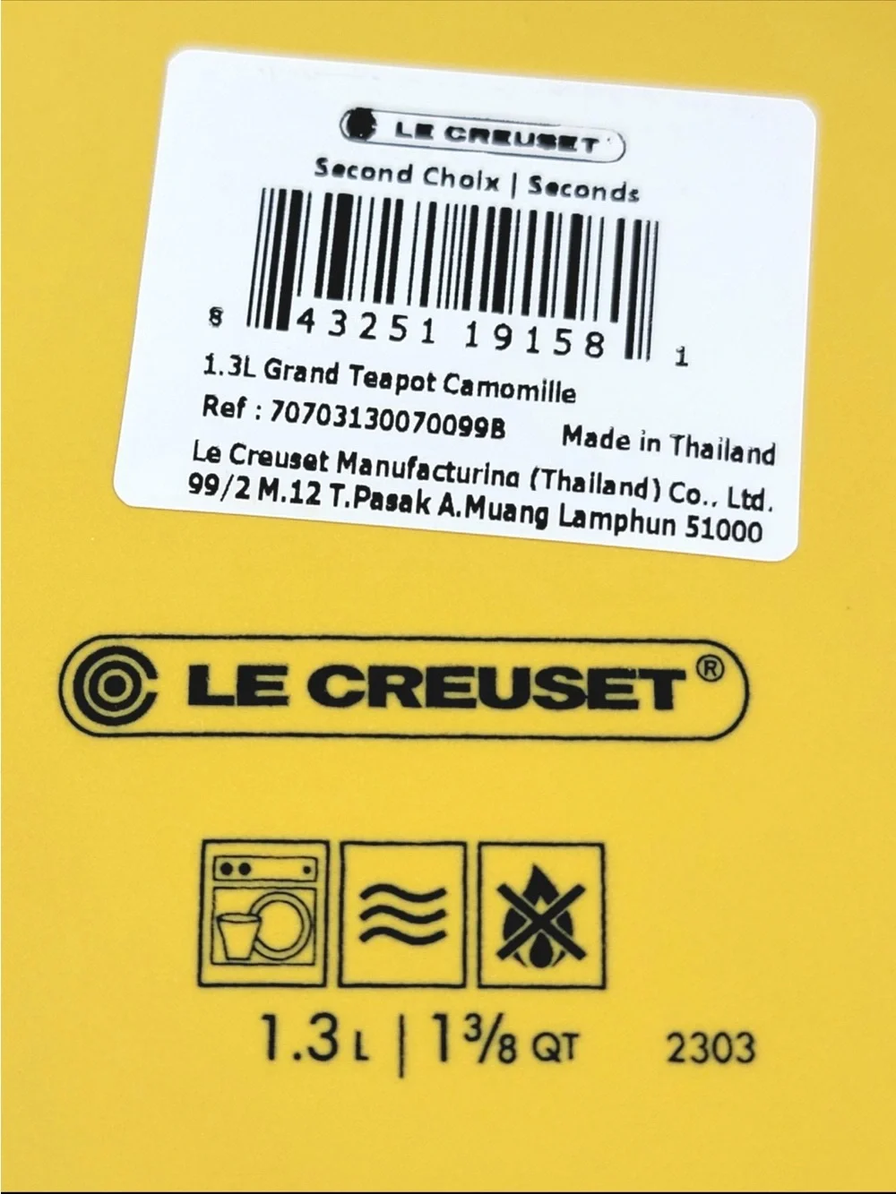 NEW Le Creuset Camomile Yellow Ceramic Teapot Large Tea